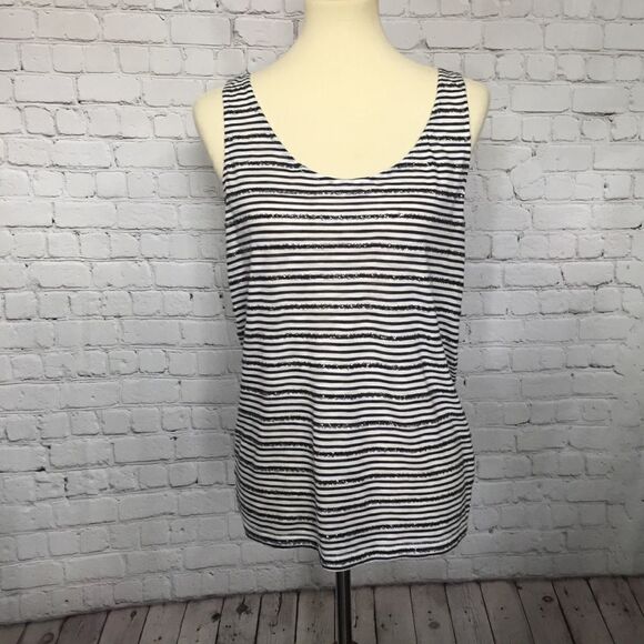 J. CREW SEQUINED NAVY STRIPED TANK TOP - Picture 2 of 7